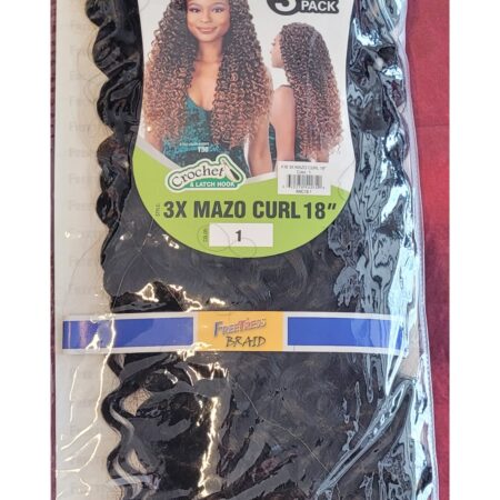 black curly wig in its packaging